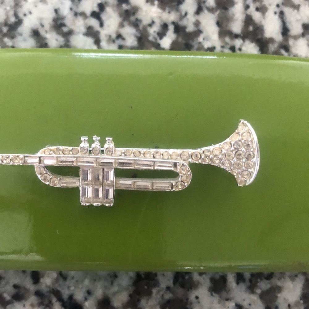 Vintage Gemmed trumpet pin